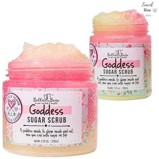 Bella & Bear Goddess Sugar Scrub - 3-in-1 Exfoliator, Body Scrub & Body Wash | Vegan, Cruelty-Free Bliss for Silky Smooth, Radiant Skin