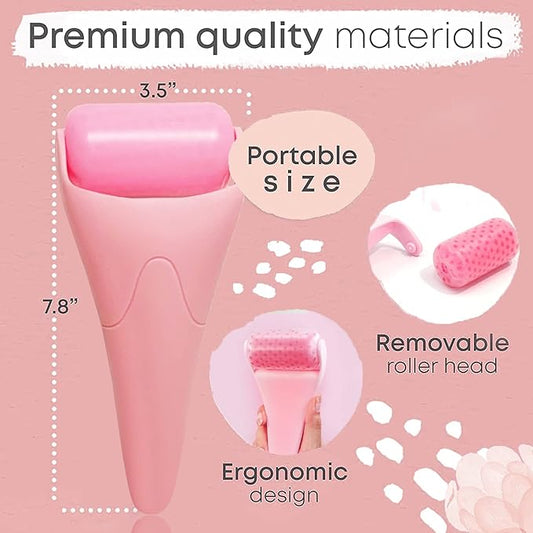 Ice Roller for Face & Eye,Facial Skin Care Tools Face Roller Massager - Reduce Puffiness Migraine Pain Relief, Idea Gifts for Women Men (Pink)