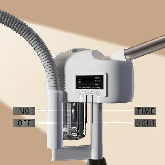 Facial Steamer with Magnifying Lamp, Face Steamer for Esthetician, 2 in 1 Facial Steamer Professional, Face Steamer for Facial Deep Cleaning(White).