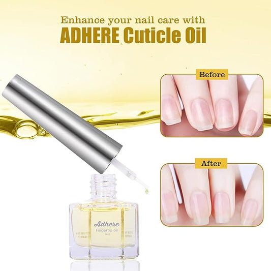 ADHERE Cuticle Oil for Nails Professional Nail Oil 8ML, Jojoba Nail Cuticle Oil Contains Vitamins with Soft Brush, for Nourishing, Hydrating, Dry Rough Nail Care Repair Essential Nail Care(Floral)