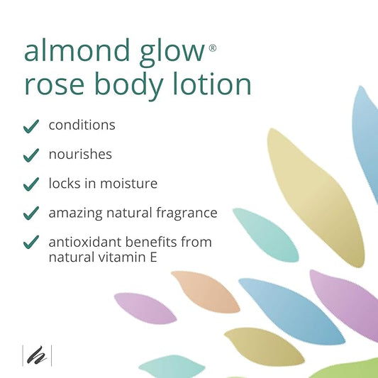 Home Health Almond Glow Body Lotion, Rose - 8 fl oz - Moisturizes & Revitalizes the Skin - Includes Vitamin E + Peanut, Olive & Lanolin Oils - Non-GMO, Vegetarian Friendly