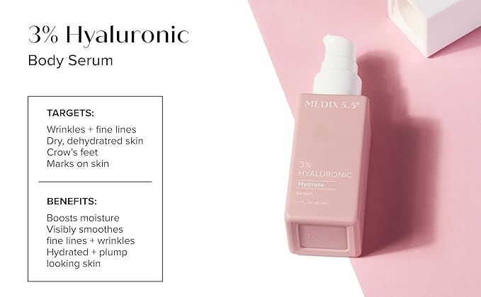 MEDIX 3% Concentrated Hyaluronic Acid Hydrating Gel Body Booster Dry Skin Moisturizer, Anti Aging Skin Care Booster For Restoring Skin Barrier, Wrinkles, Age Spots, & Fine Lines, 1.7 Fl Oz