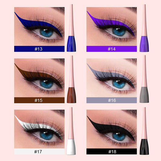evpct 6Pcs Dark Blue Violet Maroon Grey White Black Liquid Eyeliner Set Waterproof Eye Liners for Women, Eyes Wing Colored Eyeliner delineador de ojos a prueba de agua contra el agua blanco para ojos