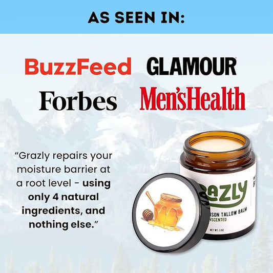 Unscented Manuka Honey & Bison Tallow Balm – 100% Organic, Grass-Fed Face & Body Moisturizer for Dry Skin, Acne-Prone Skin & Wrinkles – Ancestral Formula with Coconut Oil, Raw Beeswax – 3oz