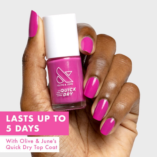 Olive & June Quick Dry Nail Polish | Instant Fast-Drying Smudgeproof Color | 15-free, Vegan Cruelty-Free Formula | Lasts up to 5 Days | Salon-Quality Manicure Pedicure at Home | Wildest Magenta Purple