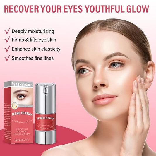 Retinol Eye Cream for Dark Cir-cles - Eye Cream Anti Aging - Hydrating eye Care Products - Eye Serum - Anti-Wrinkle Eye cream for Puffiness and Bags - Nourishing Skincare for Girls 10-12