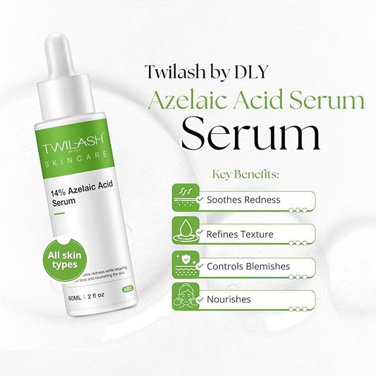 14% Azelaic Acid Serum 120ml for Advanced Acne Treatment, Redness Relief, Skin Soothing, Pore Care, and Daily Protection - 2 fl oz/60 ml*2