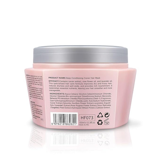 Caviar Hair Mask, Enriched with Caviar Essence, Keratin, & Herbal Extracts for Ultimate Shine & Softness, Deep Conditioning Treatment for Dry or Damaged Hair, 11.8 fl oz,Sulfate-Free