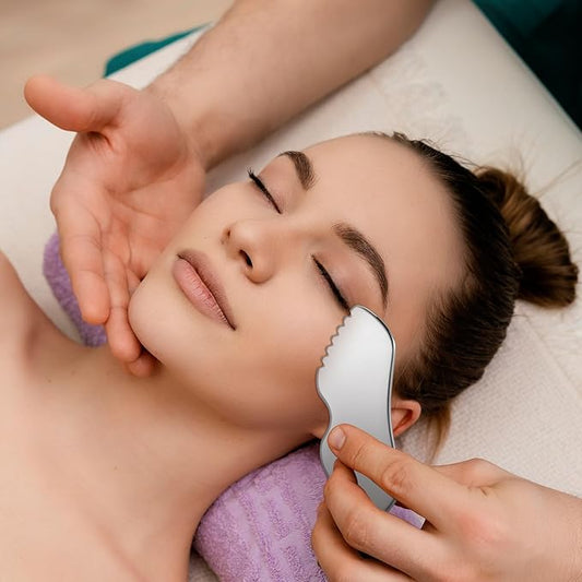 Tyqour 1pcs Stainless Steel Gua Sha Tool, Gua Sha Massage Tool, Gua Sha Body Tool, Face Scraper Tool, Face Gua Sha for Tighten Skin, Metal Gua Sha Tool for Blood Circulation & Lymphatic Drainage