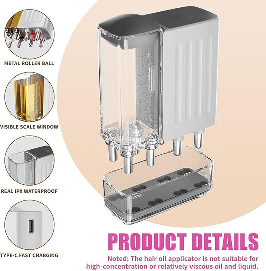 Electric Hair Oil Applicator for Scalp with Massage, Scalp Massager for Scalp Care | Hair Oiling Applicator & Oil Bottles for Healthy Hair | Electric Hair Brush for Healthy Scalp (White)