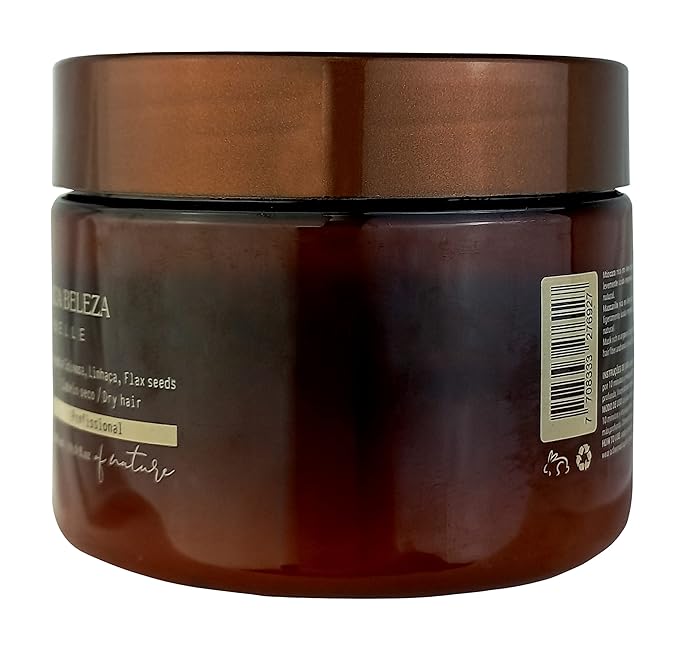 AMAZONICA BELEZA Oro de Cari Hair Mask, Intensive Hydration for Dry Hair with Argan Oil and Vitamin E, Professional Line, 10 Oz