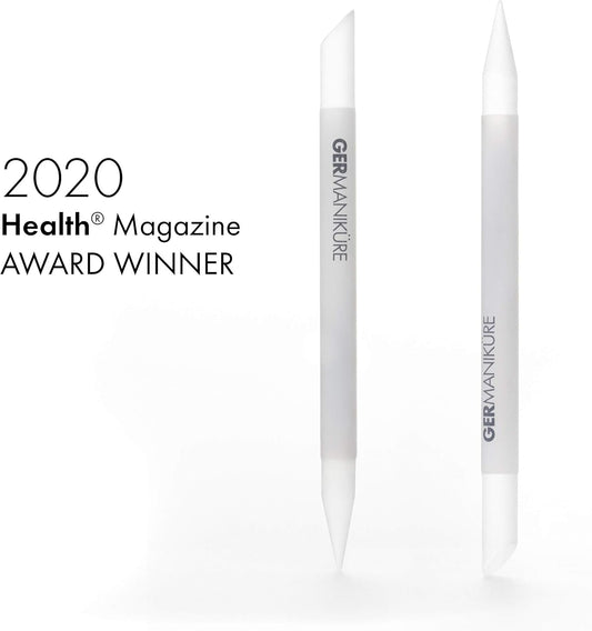 GERMANIKURE 2 Pc Glass Bundle - Crystal Glass Cuticle Stick & File Away Your Worries Nail File in Suede Sleeves – Handmade in Czech Republic – Pro Manicure Supplies – Cuticle Pusher, Callous Remover