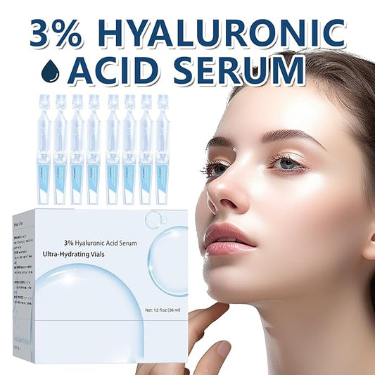 30pcs 3% Hyaluronic Acid Serum Ultra-Hydrating Vials, Ultra-Hydrating Serum Single-Use Vials, 3% Hyaluronic Acid Serums for Face, Hyaluronic Acid Tubes, Hyaluronic Acid Tubes