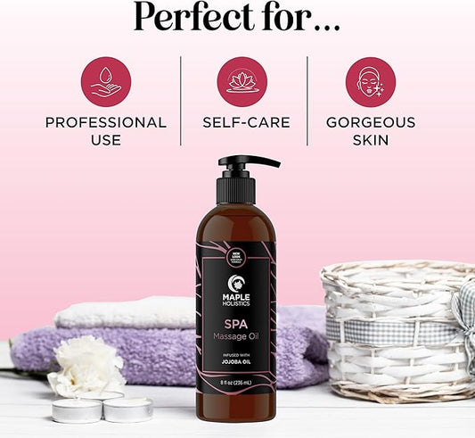 Calming Massage Oil for Massage Therapy - Home Spa Full Body Massage Oil for Sore Muscles for Pro or Home Use with Moisturizing Sweet Almond Oil and Lavender Essential Oil - Non Greasy or Staining