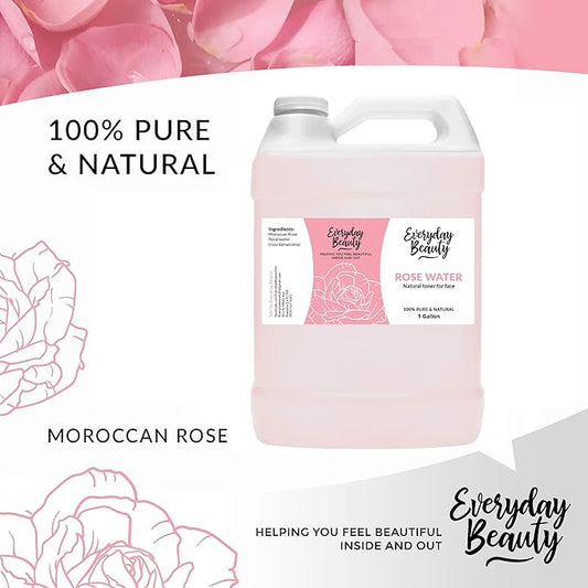 Rose Water Facial Toner Bulk - 1 Gallon Alcohol-Free Vegan All Natural Refreshing for Face and Hair - Uplifts, Calming & Soothing for All Skin Types