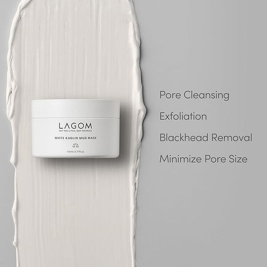 LAGOM White Kaolin Mud Mask for Blackhead Care, Purifying Pore, Dermatologically Tested, for Makeup Boosting 3.3 Fl Oz