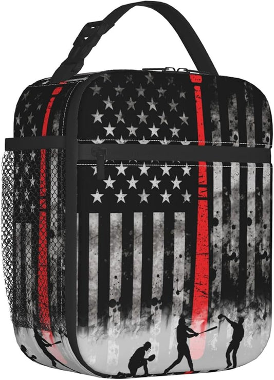 Baseball Lunch Bag Insulated Reusable Lunch Box Thermal Cooler Tote For Men Women Work Travel Picnic Hiking