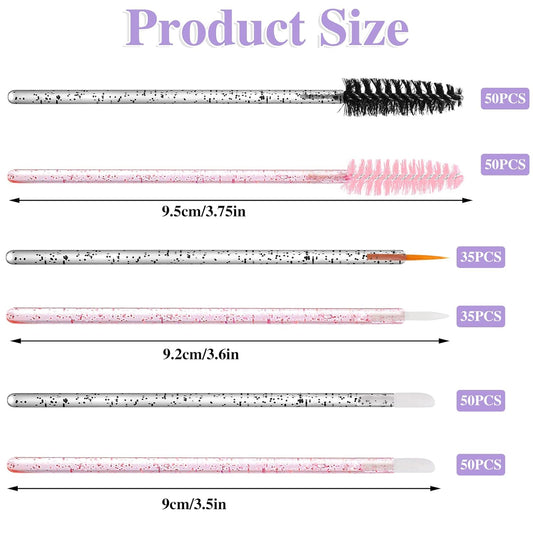 270 PCS Crystal Disposable Makeup Applicators Kit, Makeup Artist Must Haves Tools 100 Mascara Wands 100 Lipstick Applicators 70 Eyeliner Brushes with Organizer Box Christmas Gifts for Women