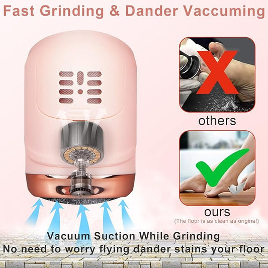 Electric Callus Remover for Feet (with Dander Vacuum Cleaner), Rechargeable Foot Callus Remover Pedicure Tools Foot File, Professional Foot Care Kit Deadskin Remover with 9Heads&2Speed,LCD Display