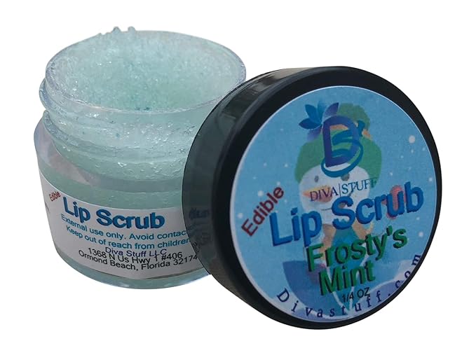 Diva Stuff Ultra Hydrating Lip Scrub for Soft Lips, Gentle Exfoliation, Moisturizer & Conditioner, Frosty's Mint – ¼ oz (Made in the USA)