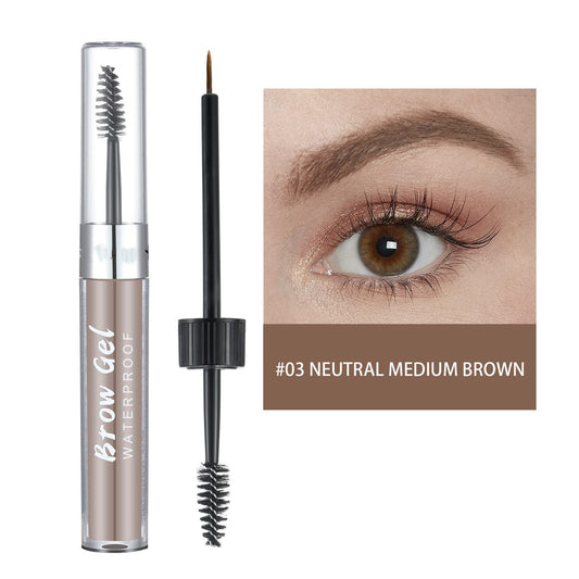 MAEPEOR Waterproof Eyebrow Gel 8 Colors Full-pigmented Long Lasting Liquid Brow Gel for Fuller & Defined Looking (#03 Medium Brown)