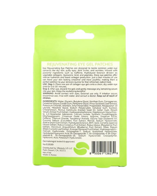 Waxness KAZ Rejuvenating Eye Gel Patches with Caffeine and Extensin, 5 pair