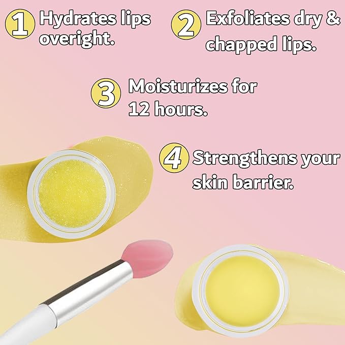 Lip Mask and Lip Scrub Set - Moisturizing Lip Scrub for Exfoliating and Smoothing Lips, Cruelty-free - Improves Texture, Hydrates, and Softens Chapped, Dark Lips Skin - (Vanilla)