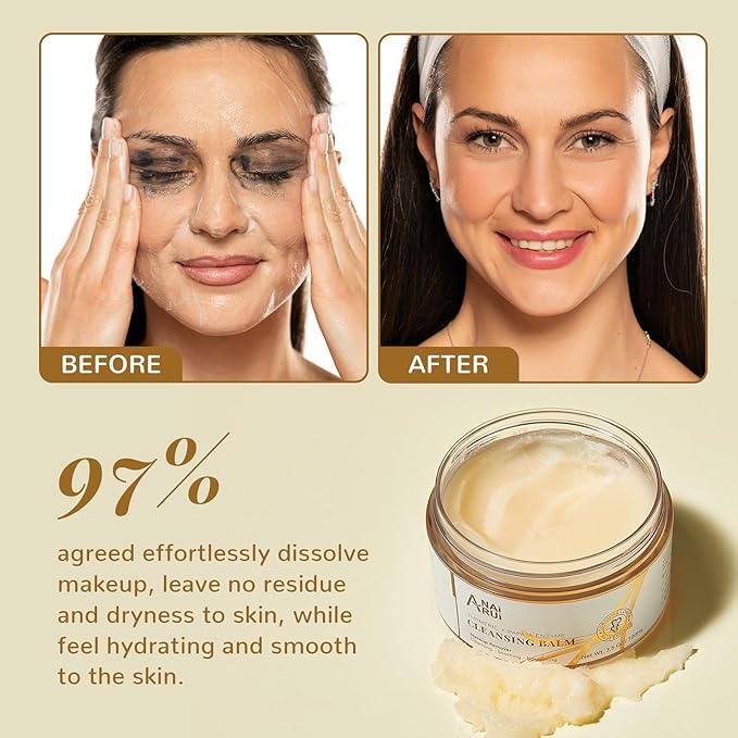 ANAI RUI Turmeric Makeup Remover Balm, Turmeric Cleansing Balm, Face Exfoliator for Melting Makeup, Cleansing Pores & Blackheads, Hydrating, Smooth Skin, 3.5OZ