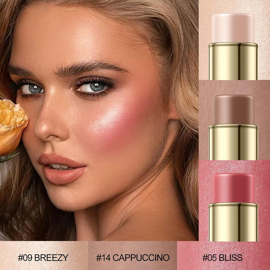 3 Pcs LIGHT-MEDIUM Contour Stick Set,Cream Blush & Highlighter Bronzer Pen,Long Lasting & Smooth Natural Face Contouring Illuminator,Professional Makeup Kit for All Skin