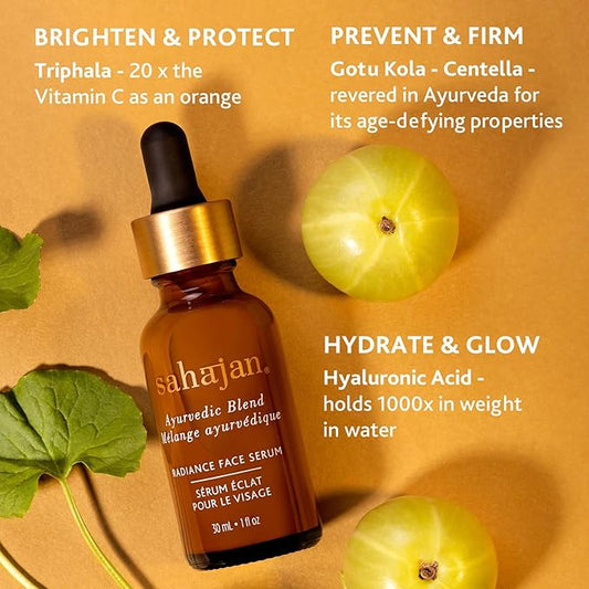 Ayurveda Science of Intuition Radiance Face Serum - Ayurvedic Face Moisturizer Dry & Sensitive Skin - 30ml/1 oz - 5,000 year old Ancient Indian Science - Visibly Brighter Skin - 100% Natural