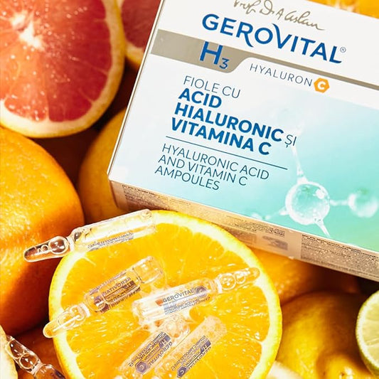 GEROVITAL HYALURON C Hyaluronic Acid Serum for Face with Vitamin C, Intensive Anti-Wrinkle Face Treatment, Hydrating, Face Moisturizer, for Normal, Mixed, Dry Skin, 10 vials x 2 ml