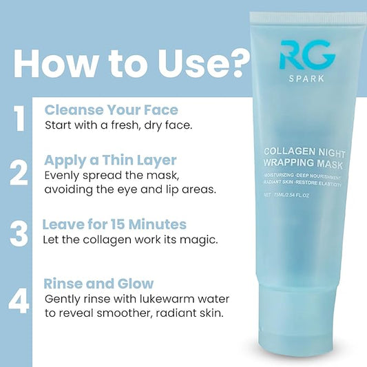 Collagen Night Wrapping Mask Peel Off Overnight Collagen Face Mask for Women and Men Hydrating Moisturizing Anti Wrinkle Lifting Gel Facial Mask 75 ML Tubes (two pack) and one Brush Included