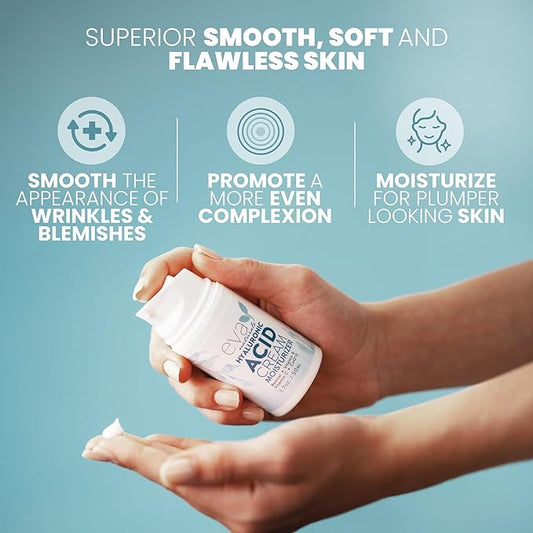 Eva Naturals Hydrating Face Cream with Hyaluronic Acid - Anti-Aging, Wrinkle Face Moisturizer for Women and Men, With Aloe Vera & Retinol For Face - Firming Day & Night Cream (1.7 Fl Oz)