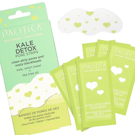 Pacifica - Blackhead Remover Strips Nose Strips - 12-PACK Kale Detox Skin Care - Deep Pore Cleansing w/Instant Pore Unclogging - Oil-Free Non-Comedogenic Vegan Clean Beauty Dermatologist Tested