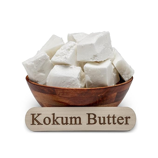 Raw Kokum Butter 8 oz. Jar - 100% Pure Natural Cold Pressed - Great for Skin, Body and Hair Moisturizer, DIY Creams, Balms, Lotions and Soap Making.