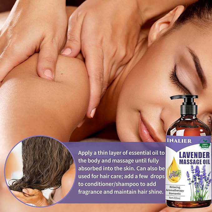 Mothers Day Gifts for Wife,Lavender Massage Oils for Date Night,Massage Oil for Massage Therapy,Lavender Oil with Massage Roller Ball & Thumb Saver Massager,SPA Relaxing Massage Oi for Soothing