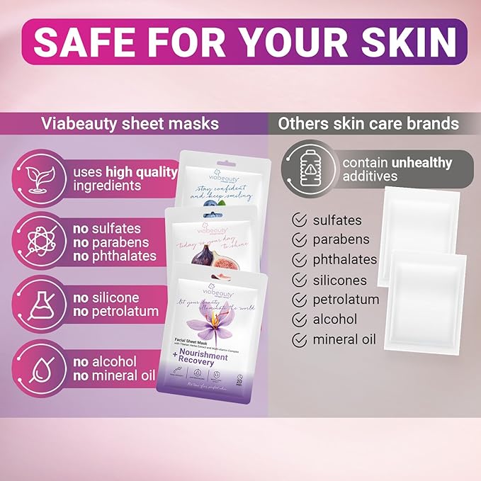 6 Pack of Sheet Face Masks Skincare - Collagen Face Mask Sheets with Hyaluronic Acid, Vitamin C, Snail Mucin - Facial Sheet Mask for Hydrating, Moisturizing, Rejuvenating