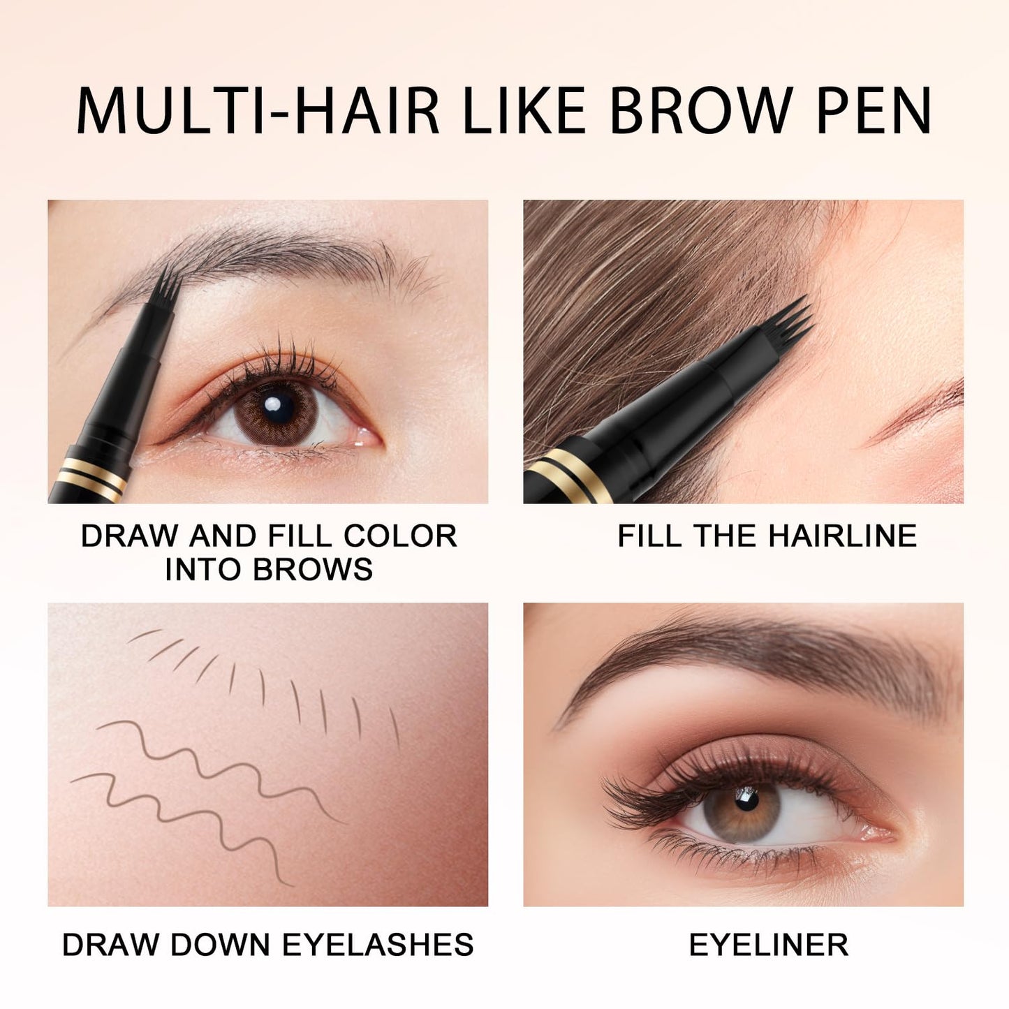 Eyebrow Pen,2-in-1 Waterproof Eyebrow Pencil with 4 Tip Microblading Brow Pen and Ultra-Precise Brow Pencil,with Dual-ended Eyebrow Brush,Eyebrow Makeup for Natural Looking - Espresso