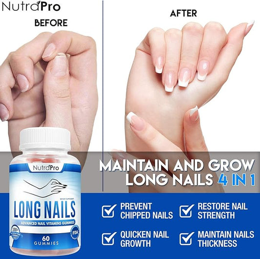 Nail Growth Vitamins for Stronger Nail - No More Chipped Nails.Nail Strengthener And Growth Supplement Gummies – Grow Strong Long Nails With Biotin And Collagen Gummies.
