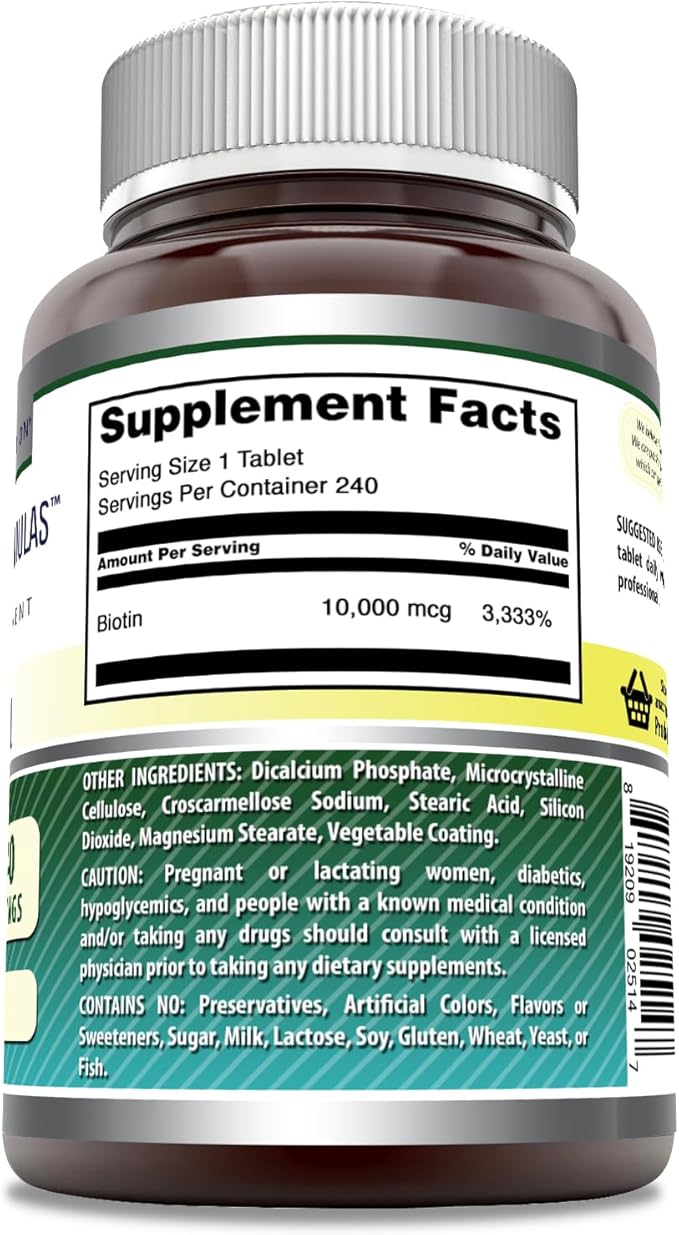 Amazing Formulas Biotin (Vitamin B7) Supplement | 10000 Mcg | 240 Tablets | Non-GMO | Gluten-Free | Made in USA