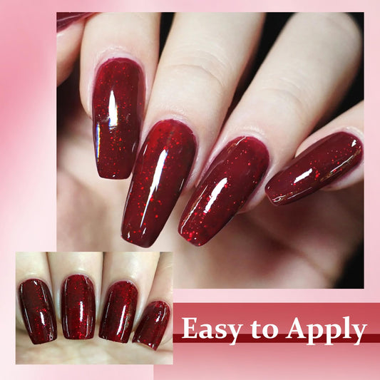 Major Dijit Quick Dry Nail Polish 12ml/0.41fl oz Dark Red Regular Nail Lacquer Fast Drying & Long Lasting Nail Polish Nail Art Effect for Nail Salon