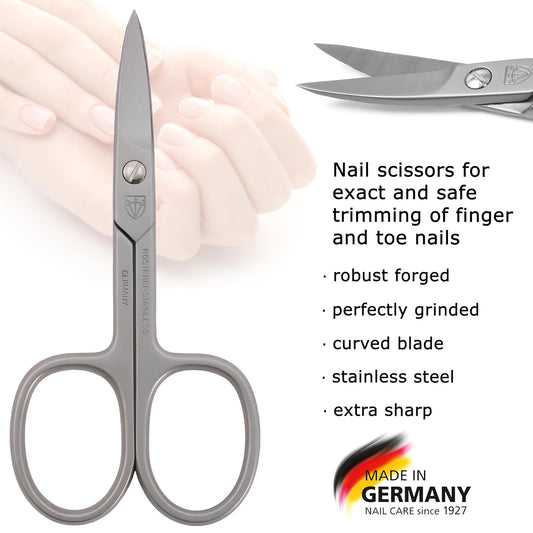 3 Swords Germany - brand quality STAINLESS STEEL INOX CURVED NAIL SCISSORS (1 PIECE) with case for manicure pedicure - nail care by 3 Swords - Made in Germany