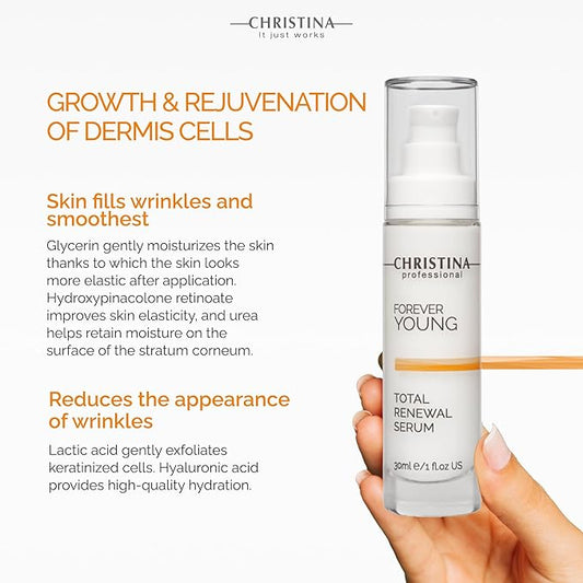 Christina Forever Young Renewal Serum for Face | Rejuvenation, Fresh and Velvety Feel | Face Serum for Lasting Skin Health | Easy Application for Daily Use for All Skin Types 30ml / 1 fl.oz