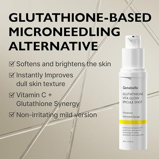 Glutathione Vita Glow Spicule Shot – 2,000 ppm Glutathione, Microneedling Effect with Spicules, Boosted Vitamin C, Clinically Proven Brightening & Skin Tone Enhancer