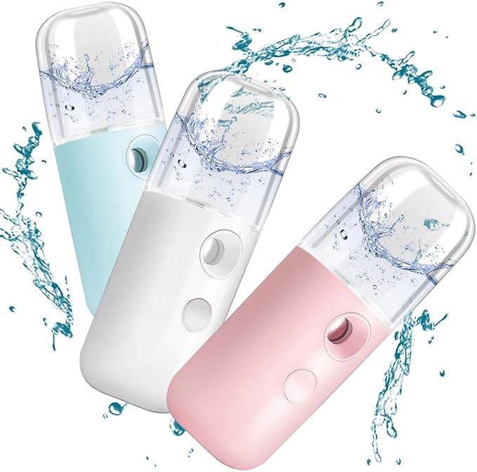 GIVERARE 2 Pack Nano Facial Steamer, Handy Mini Mister, USB Rechargeable Mist Sprayer, 30ml Visual Water Tank Moisturizing&Hydrating for Face, Skin Care, Eyelash Extensions-Pink