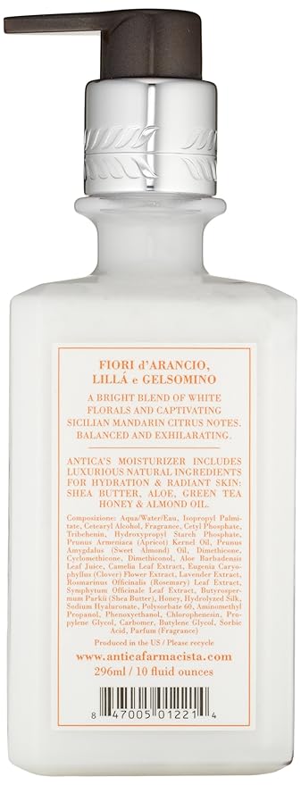 Antica Farmacista Body Moisturizer - Moisturizing Scented Lotion - Premium Body Moisturizer - Luxury Gift for Women & Men - Hand & Skin Hydration - Orange Blossom, Lilac and Jasmine, 10 Fl Oz