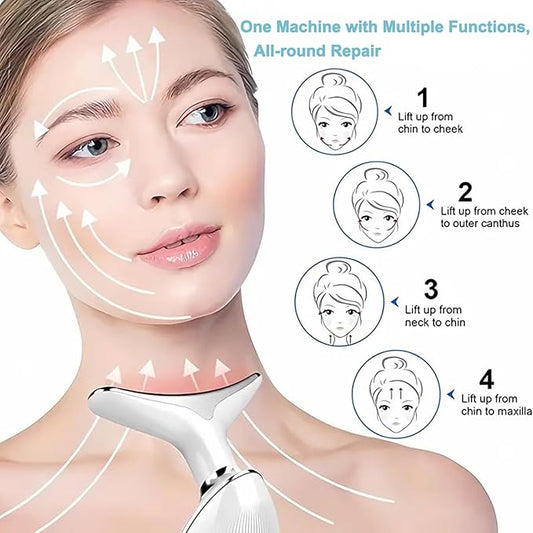 Facial Massager for Face and Neck, Red Light Therapy for Face, Electric Facial Massage with 3 Massage Modes, Vibration and Heating Technologies for Skin Care