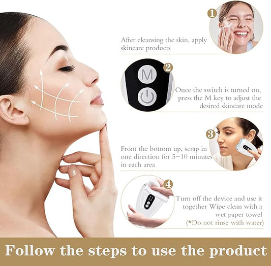 WNJ Electric Gua Sha Facial Tool, Ice + Heating Face and Neck Massager, 4-in-1 Facial Shaping Tool/Lifting Device, Anti-Aging, Anti-Wrinkle, Anti-Puffiness, Double Chin for Daily Home Skin Care