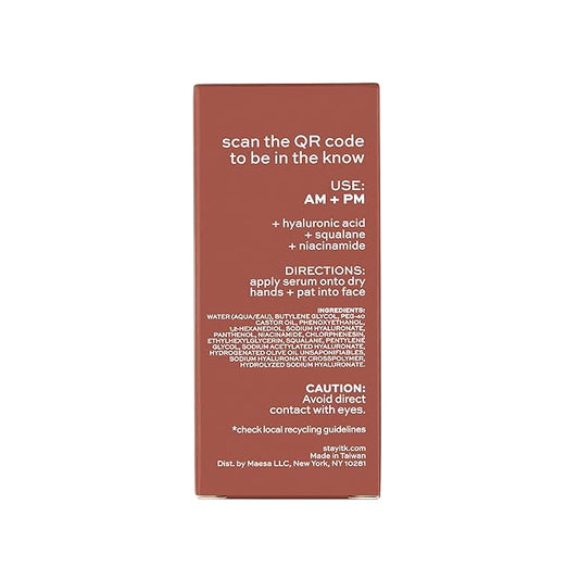 ITK Hyaluronic Acid Serum with Niacinamide & Squalane - Hydration & Plumping Anti-Aging Serum For Face - Deep Moisture Hydrating Face Serum For Sensitive + Dry Skin - Vegan + Cruelty Free, 1 Fl Oz