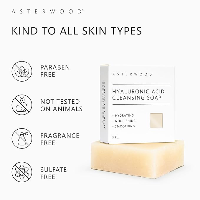 Asterwood Hyaluronic Acid Serum 1 oz + Hyaluronic Acid Cleansing Soap 3.5 oz